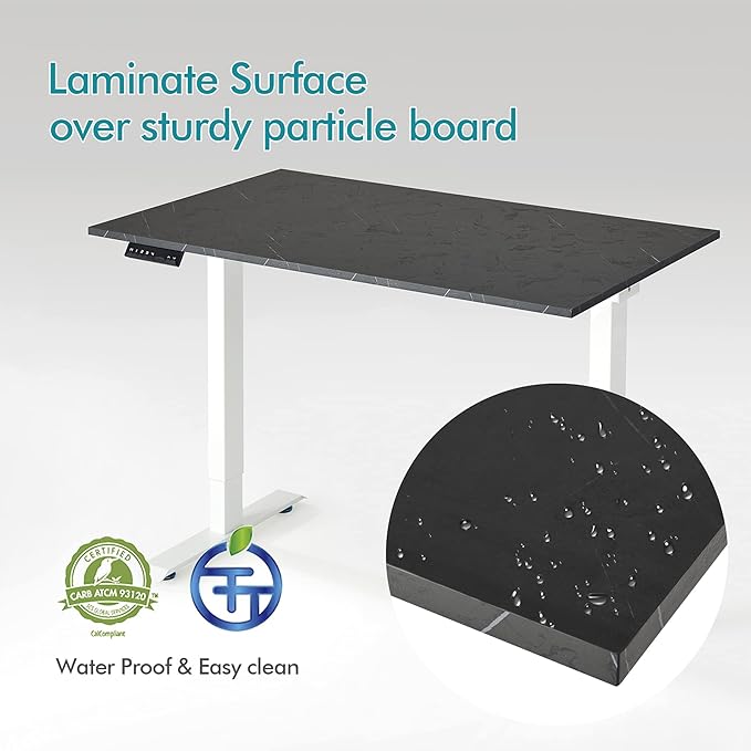 Kaboon Universal Tabletop 59.1"x23.62", Solid One-Piece Melamine Table Top, Double Desk L-Desk DIY, Home and Office Countertop, Cloud Atlas/Black Marble