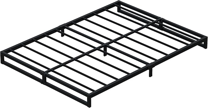 6 Inch Bed Frame Queen Size Heavy Duty Steel Slat Support Metal Platform Queen Bed Frame No Box Spring Needed, Easy Assembly, Black