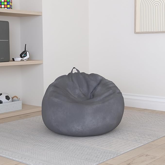 Stuffed Animal Storage Bean Bag Chair Cover (No Filler) Washable Ultra Soft Corduroy Bean Bag Cover for Organizing Plush Toys or Textile, Sack Bean Bag for Adults, Teens