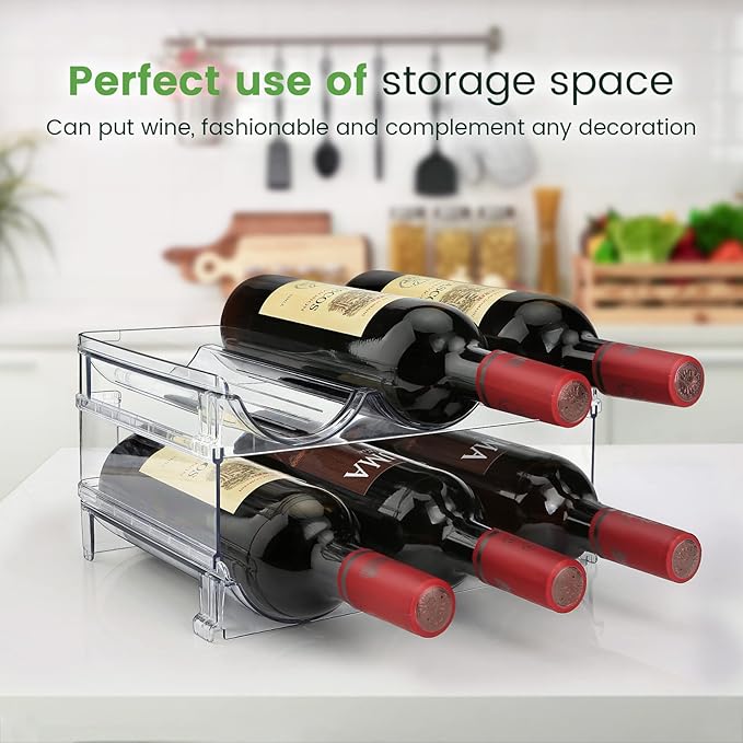Water Bottle Organizer for Cabinet, Water Bottle Storage Organizer, 2 Packs Water Bottle Storage Rack, Water Bottle Holder for Cabinet, Stackable Water Bottle Storage Rack