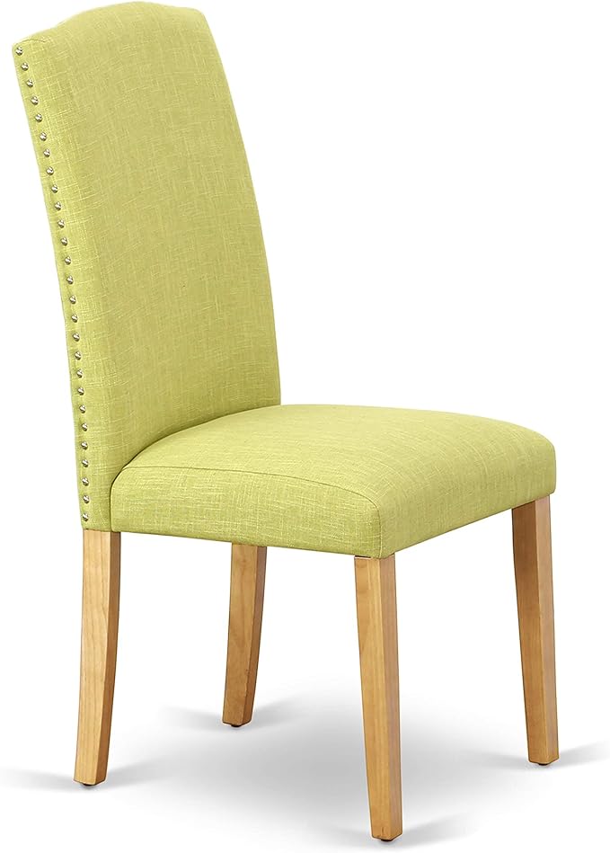 East West Furniture NDEN3-OAK-07 3 Piece Dinette Set for Small Spaces Contains a Rectangle Dining Table with Dropleaf and 2 Limelight Linen Fabric Parson Chairs, 30x48 Inch, Oak