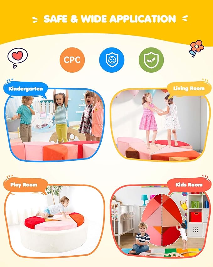 Kids Play Couch, 2-in-1 Egg-Shape Kid Plays Sofa with Unique Ball Pit(no Balls Included), Tangram Puzzle Play Couch for Playroom, Modular Play Couchs for Inspiring Creativity, Glow