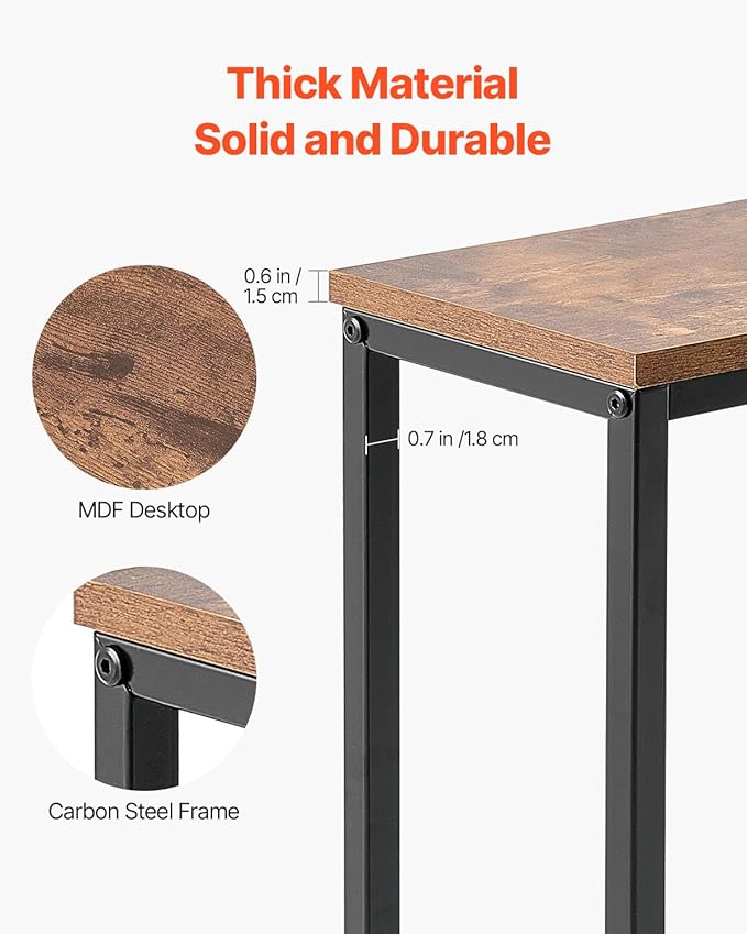VEVOR Narrow Console Table, 70.9" Behind Couch Shelf with Power Outlets, 1-Tier Long Entryway Shelf, Narrow Sofa Table with Metal Frame and Charge Station, for Entryway, Hallway, Living Room