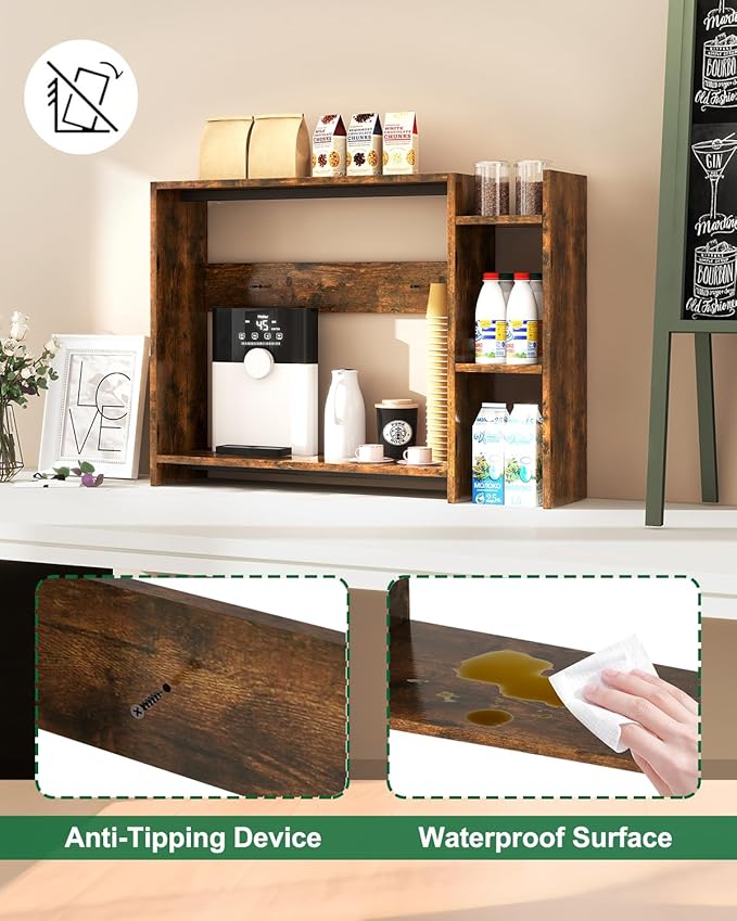 IBUYKE Desktop Bookshelf,36.8" Desktop Organizer Shelf,Wood Desk Hutch for Computer Monitor,Display Shelf for Office Home Dormitory,Brown TMZ008H