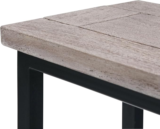 SIMPLIHOME Skyler 18-inch Wide Solid Mango/Metal Industrial C-Shaped End Table in Birch/Black for Living Room, Office, or Bedroom, Assembled
