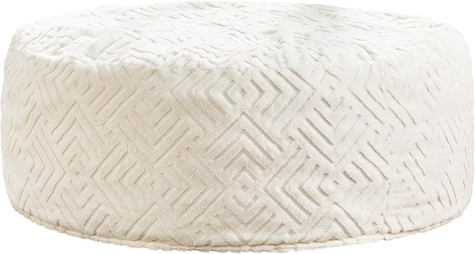 Hobestluk Bean Bag Chairs Adults Beanbag Chair with Filler Large Bean Bags with Fluffy Embossed Cover, Giant Bean Bag Chairs for Adults (White, 6FT - 70" x 70" x 15")
