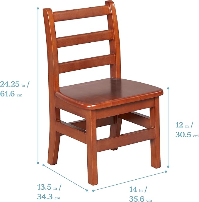 ECR4Kids 30in x 30in Square Hardwood Table and Chair Set, 12in Seat Height, Kids Furniture, Dark Walnut