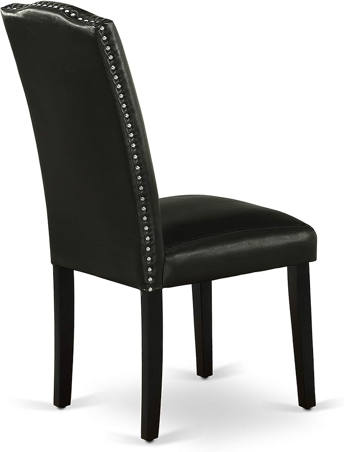 East West Furniture NOEN5-BLK-69 5 Piece Kitchen Table & Chairs Set Includes a Rectangle Butterfly Leaf Dining Table and 4 Black Faux Leather Parsons Chairs, 32x54 Inch, Black