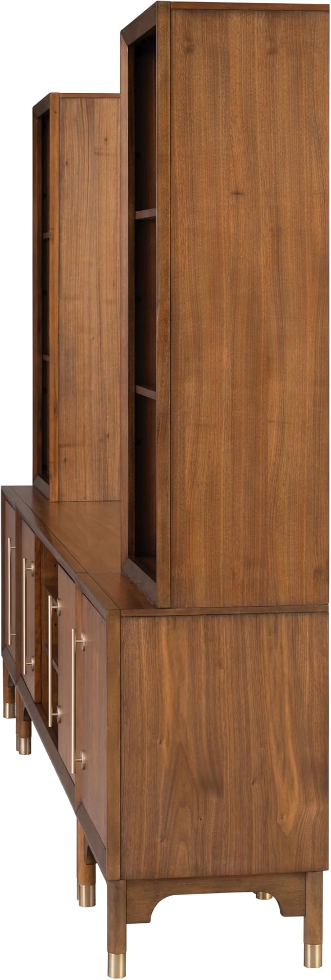 Furniture of America Forma Mid-Century Modern 5-Piece 118-inch Entertainment Center with Storage Piers, Cabinets and 5 Cable Holes, TV Stand for Living Room, Bedroom, Guest Room, Walnut
