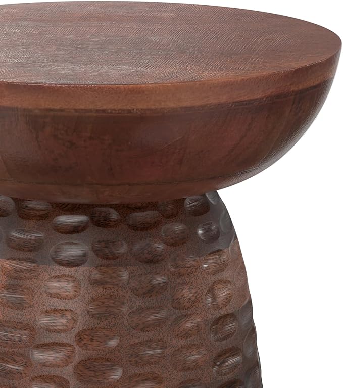 SIMPLIHOME Boyd 13-inch Wide Solid Mango End Table in Warm Dark Brown, Contemporary-Style Accent Table for Living Room, Bedroom, or Family Room, Assembled