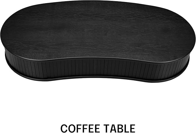 NTC Ripple DOU Coffee Table, Modern Wooden Double-Layer Center Table, Vertical Groove Design, Stylish Living Room Decor, Minimalist Style for Home and Office, Easy Assembly - Burnt Black