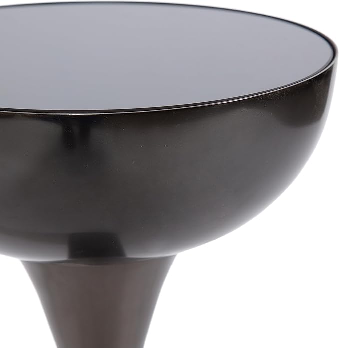 Kate and Laurel Chandon Modern Sophisticated Drink Table; 8 x 8 x 23; Gray Gunmetal; Contemporary Sculptural Plant Pedestal Table with Unique Tinted Tabletop and Polished Metallic Finish
