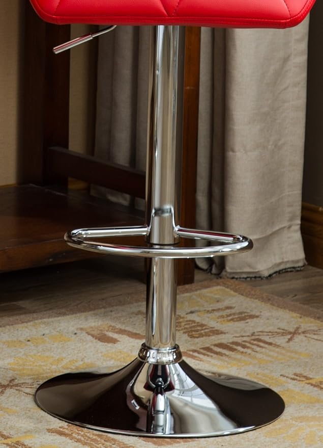 Roundhill Furniture Glasgow Contemporary Tufted Adjustable Height Hydraulic Red Bar Stools, Set of 2