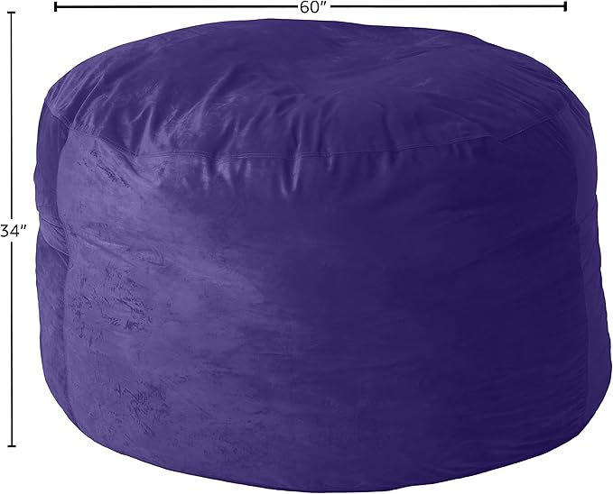 Sofa Sack Bean Bag Chair Cover Only, for Adults and Kids, Without Filling Comfy Fluffy Round or Oval Beanbag Chair Cover Replacement, Lazy Sofa Cover for Reading Chair or Floor Chair, 5-Feet, Purple