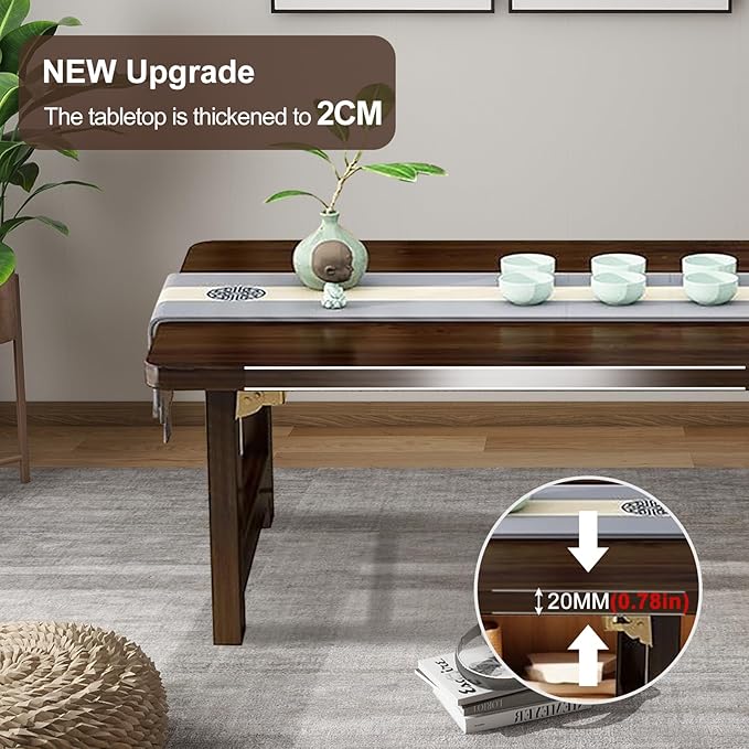 Japanese Floor Sitting Table, Folding Wood Tea Table Chabudai Japanese Coffee Table Low Table for Living Room Home Tatami Office (A 47.2 * 19.6 * 13.7 INCH)