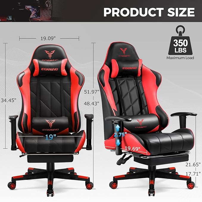 Gaming Chair with 3D Adjustable Armrests, Cow Print Design, Ergonomic Office Chair with High Back, Computer Chair with Footrest,Comfy Diamond Stitching Sest, Game Chair for Adults