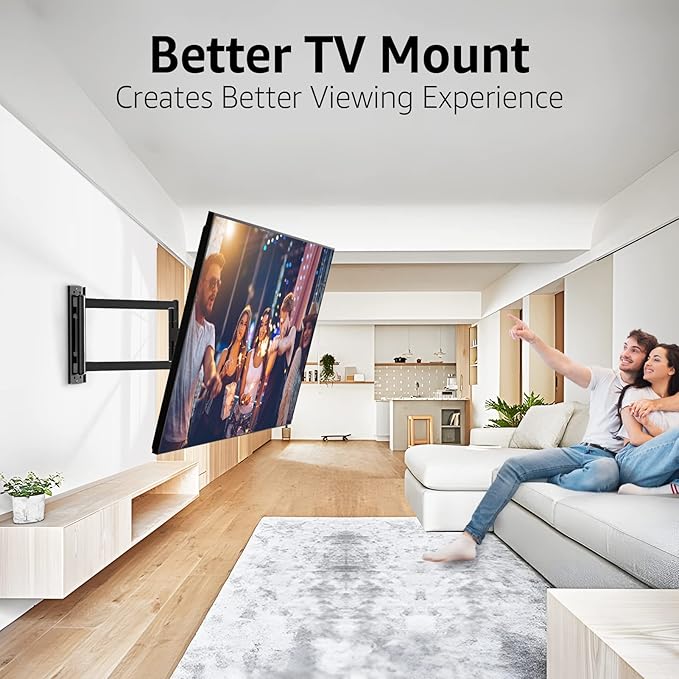 MOUNTUP Corner TV Wall Mount for Most 26-65 Inch TVs, Long Arm TV Mount with 30 Inch Extension Arm, Smooth Swivel Tilt Single Stud Full Motion Bracket Max VESA 400x400mm, 77 lbs Heavy Duty, MU0057