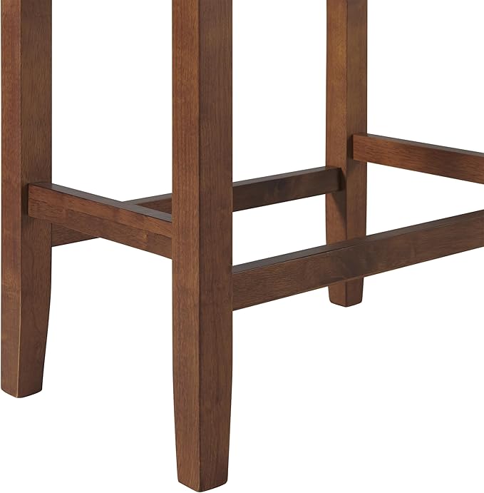 Alaterre Furniture Madison 25-Inch Bar Stool with Faux Leather Seat - Counter Height Stool for Kitchen Island or Bar - Backless Barstools (Cognac/Walnut)