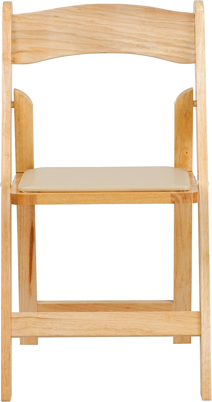 Flash Furniture 2 Pack HERCULES Series Natural Wood Folding Chair with Vinyl Padded Seat