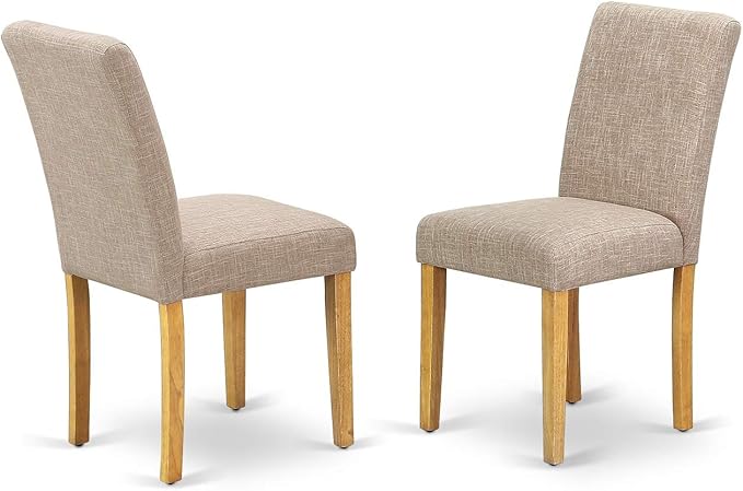 East West Furniture VAAB7-OAK-04 7 Piece Dinette Set Consist of an Oval Dining Room Table with Butterfly Leaf and 6 Light Tan Linen Fabric Upholstered Chairs, 40x76 Inch, Oak