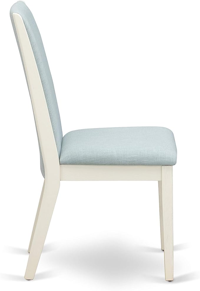 East West Furniture X077LA015-7 7 Piece Dining Room Table Set Consist of a Rectangle Kitchen Table with X-Legs and 6 Baby Blue Linen Fabric Parson Dining Chairs, 40x72 Inch, Multi-Color