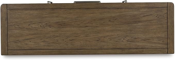 Signature Design by Ashley Cabalynn Farmhouse Glazed 2-Door Dining Server with Adjustable Shelves and 3 Drawers, Light Brown