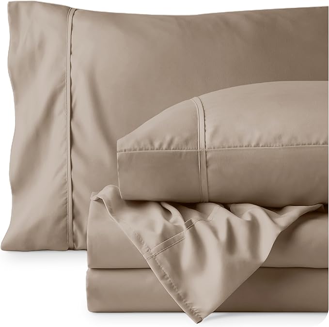 Bare Home Twin Sheet Set - 1800 Ultra-Soft Microfiber Twin Bed Sheets - Double Brushed - Deep Pockets - Easy Fit - Extra Soft - 3 Piece Set - Bedding Sheets & Pillowcases (Twin, Pebble)