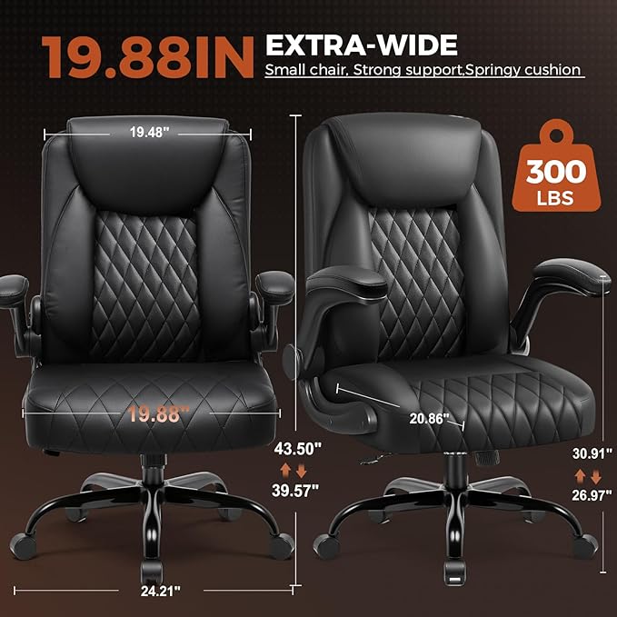 COMHOMA Leather Office Chair Ergonomic Computer Gaming Chair with Comfy Back Support, Executive Mid-Back,Small Gmaing Chair with Adjustable Armrests, for Short People Use, Rolling Swivel for Adults
