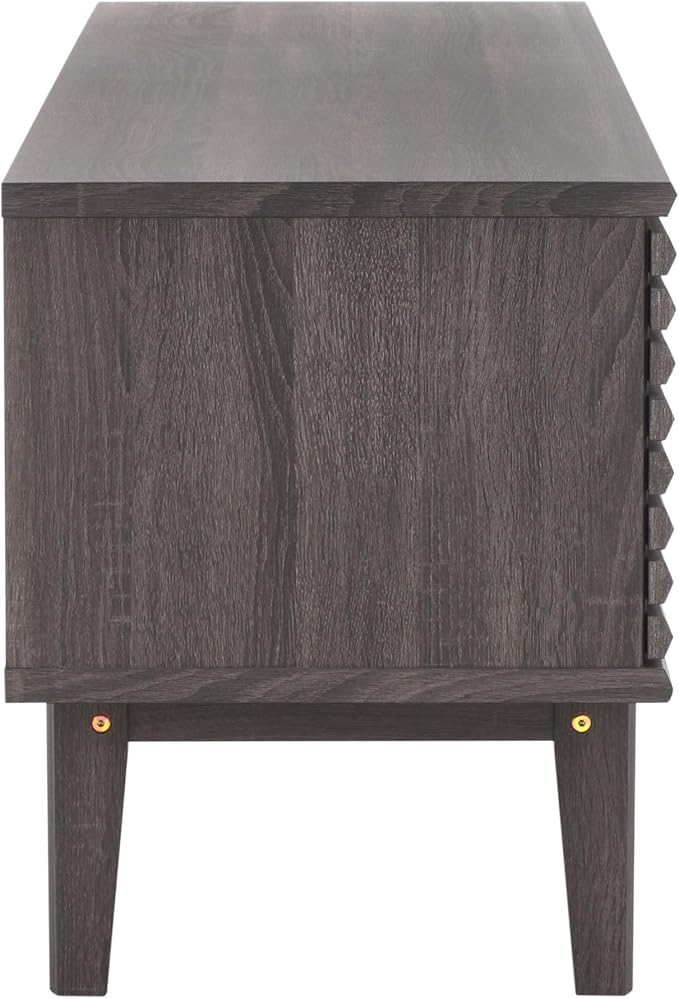 SAFAVIEH Aricia TV Stand for up to 65" Flatscreen – Distressed Black, 2 Sliding Doors with Interior Storage, 1 Open Shelf, Entertainment Media Console (MED9633E)