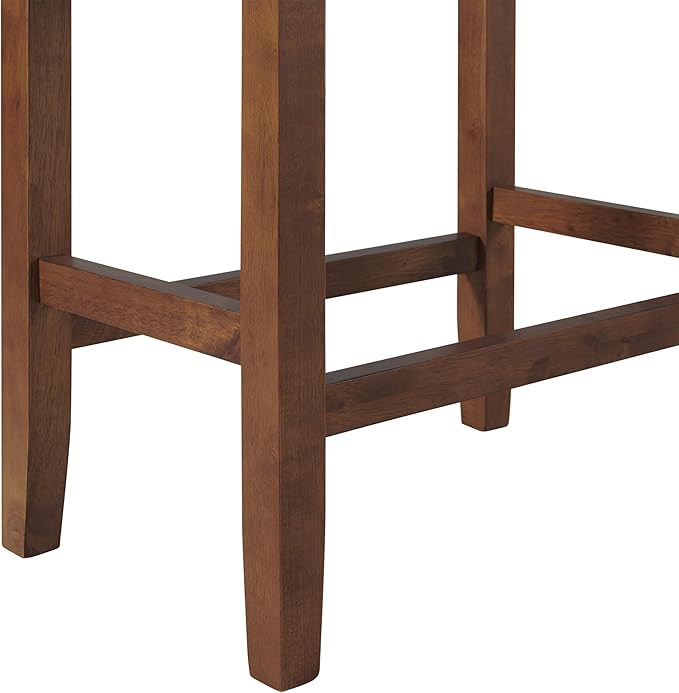 Alaterre Furniture Madison 25-Inch Bar Stool with Faux Leather Seat - Counter Height Stool for Kitchen Island or Bar - Backless Barstools (Walnut/Black)