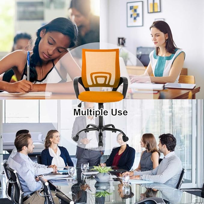BestOffice Office Computer Chair Ergonomic Mesh Desk Chair with Lumbar Support Modern Executive Adjustable Stool Rolling Swivel for Back Pain (Orange)