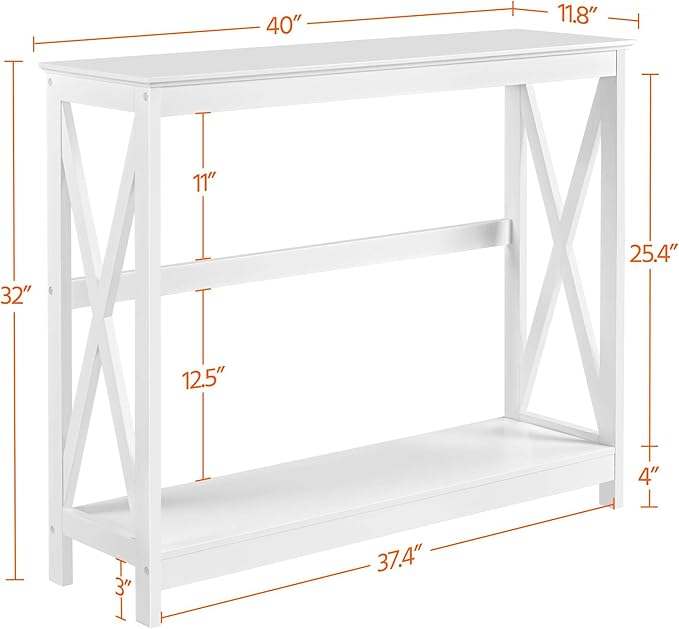 Yaheetech Wood Entryway Table, Console Table for Entryway, 2-Tier Sofa Table Accent Table w/Storage Shelf for Living Room, Hall, Foyer, White