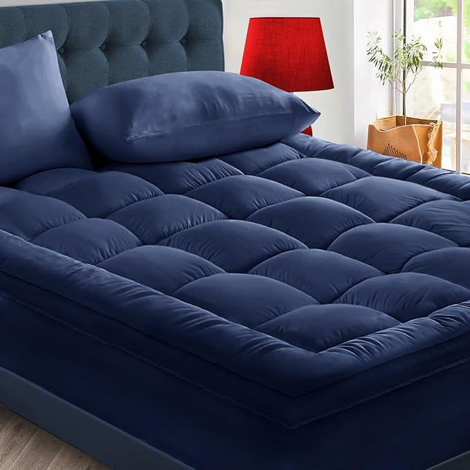 CYMULA Full Size Mattress Topper - Extra Thick Cooling Mattress Pad Cover for Back Pain - Soft Mattress Protector Firm Bed Topper Pillow Top with 8-21 Inch Deep Pocket 3D Snow Down Alternative Fill