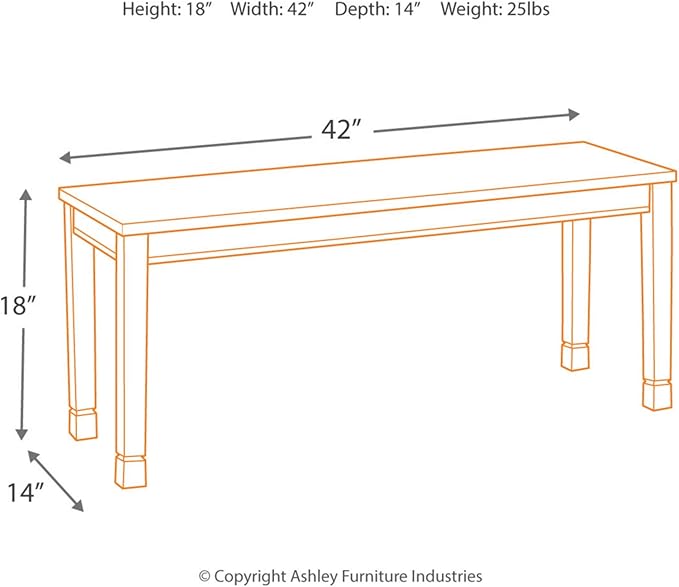 Signature Design by Ashley WhiteOwing Bench, 44.25" W x 16.25" D x4.25 H, White