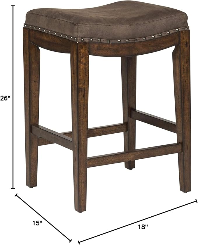 Liberty Furniture Industries Aspen Skies Uph Console Stool, W18 x D15 x H26, Medium Brown