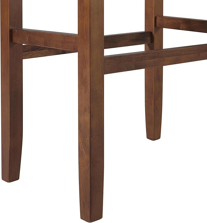 Alaterre Furniture Madison 30-Inch Bar Stool with Faux Leather Seat - Barstool for Kitchen Island or Bar - Backless Barstools (Walnut/Black)