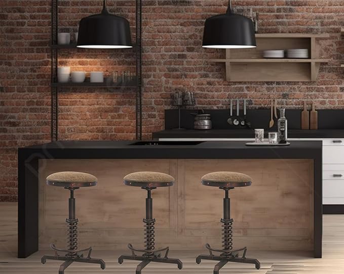 Topower Industrial Retro Vintage Farm PU Seat Tractor Stool Kitchen Swivel Height Adjustable bar Stool Copper