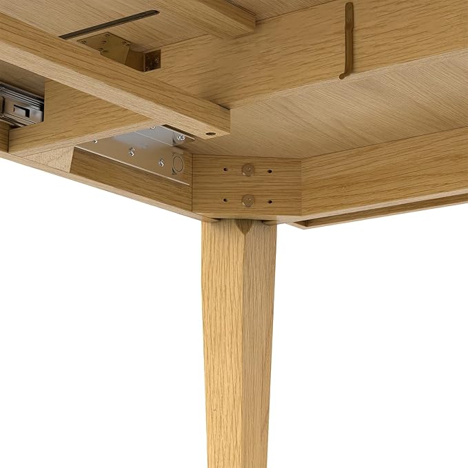 SIMPLIHOME Colby Extendable Dining Table, Solid Wood Oak Veneer in Oak, 60-76 x 36 inches, Contemporary-Style Rectangular Expandable Kitchen Table with Butterfly Leaf for 6+ People