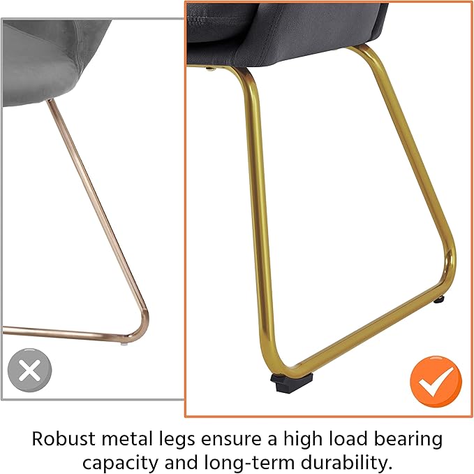 Yaheetech Flower Shape Velvet Armchair, Modern Side Chair Vanity Chair with Golden Metal Legs for Living Room/Dressing Room/Bedroom/Home Office/Kitchen, Dark Gray