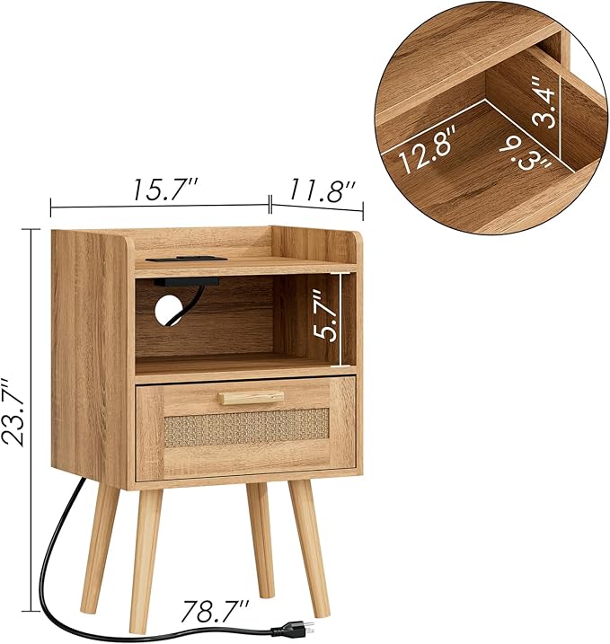 Masupu Nightstand,Small Bedside Table with Two Drawers,White Night Stand,Bedside Furniture,Mid-Century Modern End Table with for Bedroom,Living Room (Farmhouse, Yellow-Outlet)
