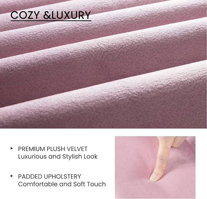 SHA CERLIN Queen Bed Frame/Velvet Upholstered Platform Bed Frame with Headboard/Strong Wood Slats Support/Mattress Foundation/No Box Spring Needed - Pink