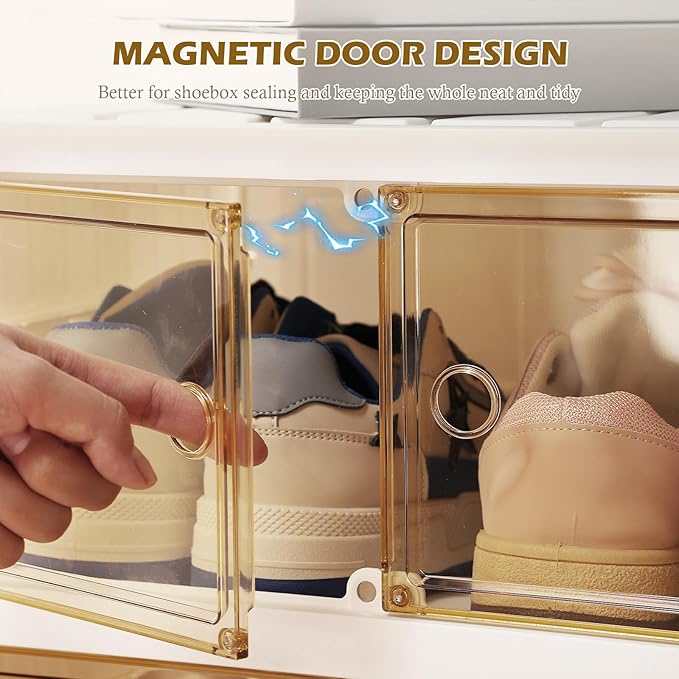 ELPHECO 9 Tier 18 Pairs Shoe Rack Organizer Foldable Sneaker Cabinet Bins, Stackable Shoe Storage Shelf, Collapsible Shoe Cabinet with Double Doors for Entryway