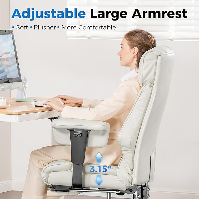GTRACING Big and Tall Gaming Chair 400lbs Heavy Duty Office Chair with Foot Rest & Ergonomic Pocket Spring Cushion, High Back Lumbar Support for Lower Back Pain Relief, Beige