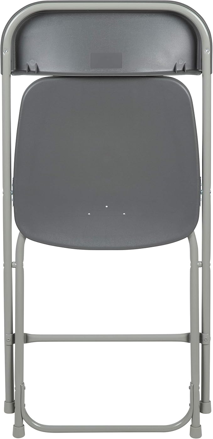 Flash Furniture Hercules Series Plastic Folding Chair - Grey - 650LB Weight Capacity Comfortable Event Chair - Lightweight Folding Chair