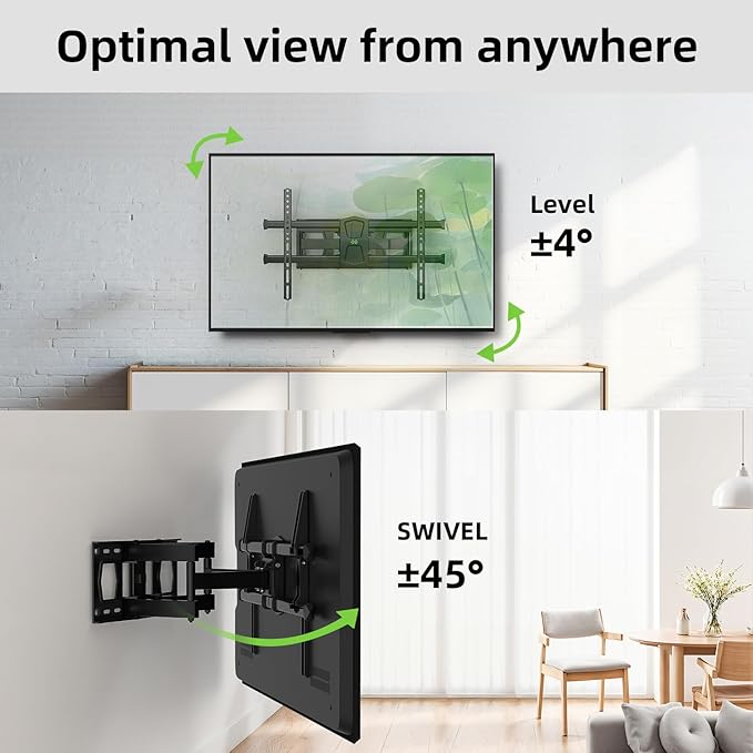 USX MOUNT Full Motion TV Wall Mount for 42-80 Inch TVs up to 120lbs, TV Bracket with Articulating Swivel Tilt Extension Leveling, Television Mount for Max VESA 600x400mm Fits 12/16" Wood Stud