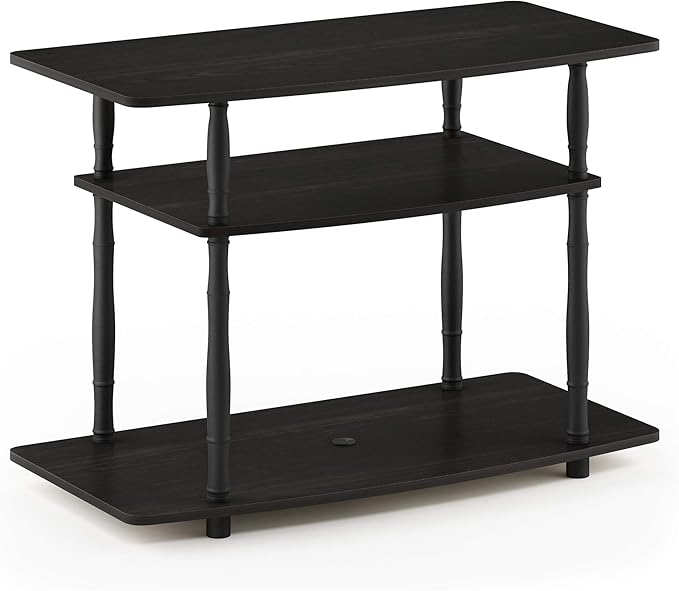 Furinno Turn-N-Tube No Tools 3-Tier Entertainment Center TV Stand for TV up to 32 Inch, Plastic Classic Tubes, Espresso/Black