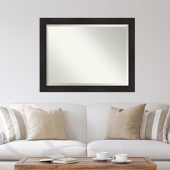 Amanti Art Brown Wall Mirror 36x46 Furniture Espresso Rectangle Bathroom Mirror for Wall Decor Living Room, X-Large Casual Frame, Hangs Horizonally and Vertically, Bathroom Decor, Beveled Edge from WI