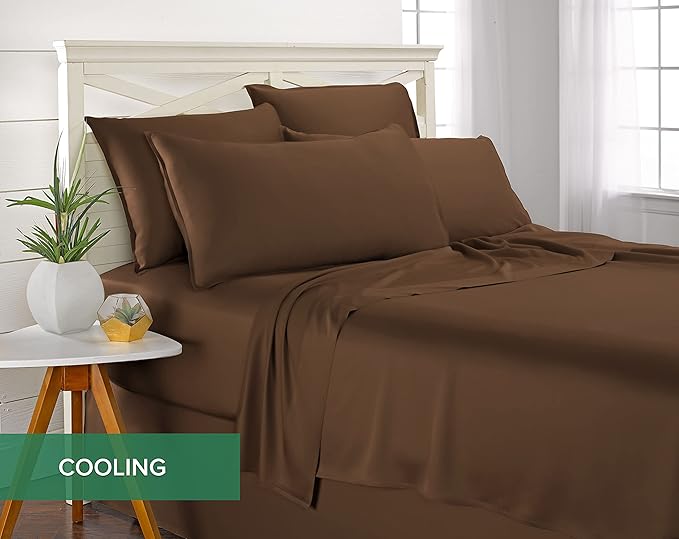 King Sheets by Pure Bamboo, Genuine 100% Organic Viscose Derived from Bamboo Bed Sheet Set, Luxuriously Soft & Cooling, Double Stitching, Lifetime Quality Promise (King, Coconut Husk)