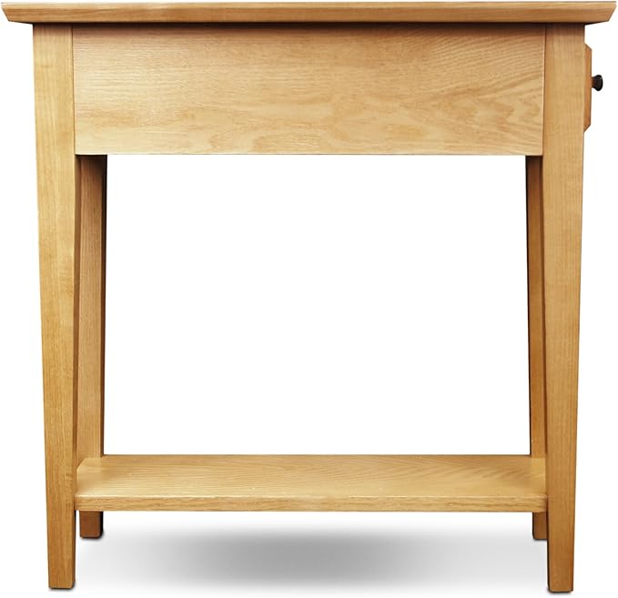 Leick Home Teegan End Table, Solid Wood, 1 Storage Drawer, Bottom Display Shelf, Narrow, Easy-Assembly, For Living Room/Bedroom, Desert Sand, 24 in L x 10 in W x 24 in H, 10071-DS