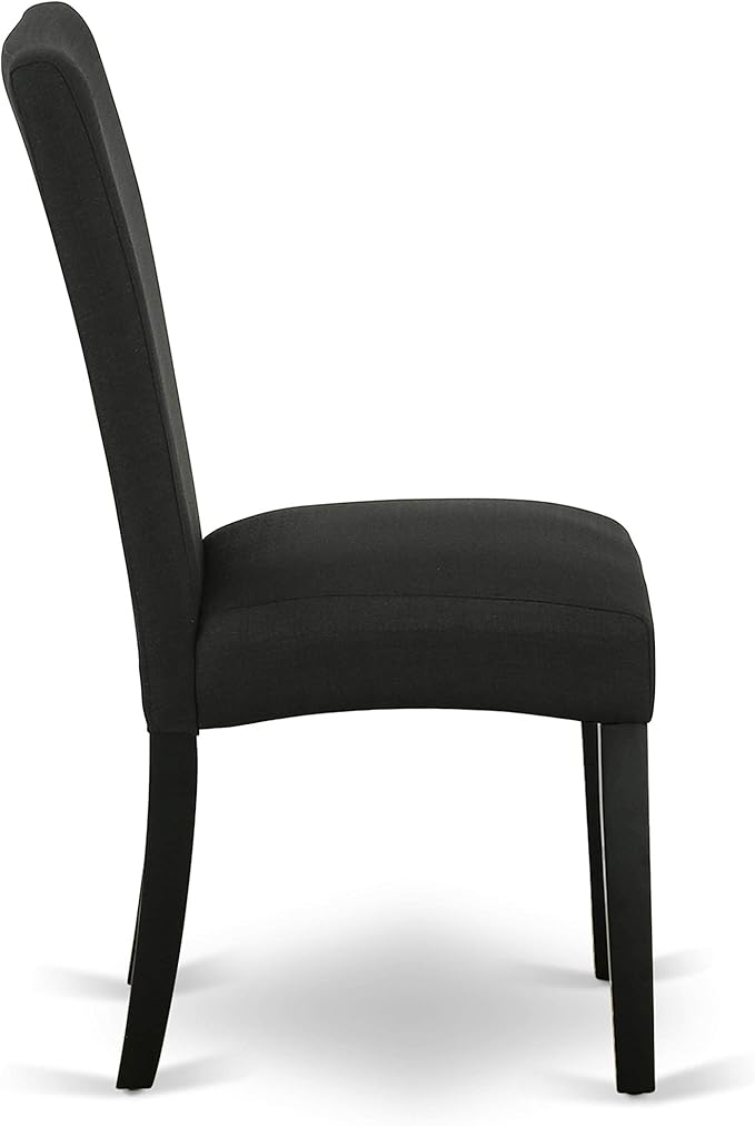 East West Furniture X697DR124-7 7 Piece Dinette Set Consist of a Rectangle Dining Room Table with X-Legs and 6 Black Color Linen Fabric Upholstered Parson Chairs, 40x72 Inch, Multi-Color